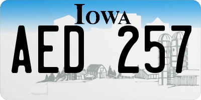 IA license plate AED257