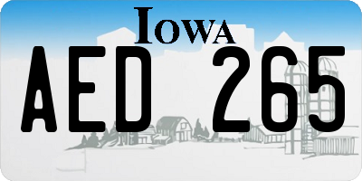 IA license plate AED265
