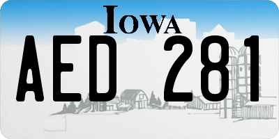 IA license plate AED281