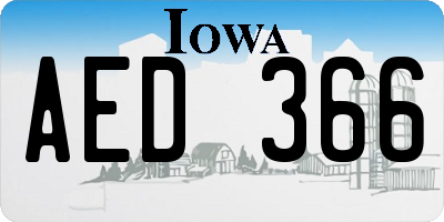 IA license plate AED366