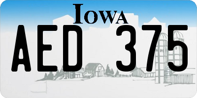 IA license plate AED375