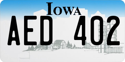 IA license plate AED402