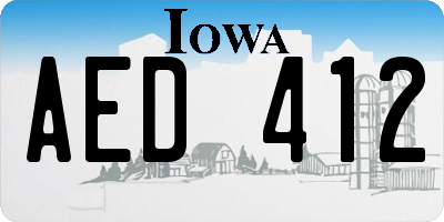 IA license plate AED412