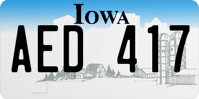 IA license plate AED417