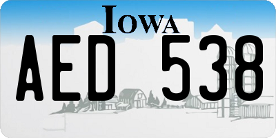 IA license plate AED538