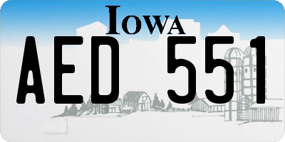 IA license plate AED551