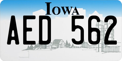IA license plate AED562