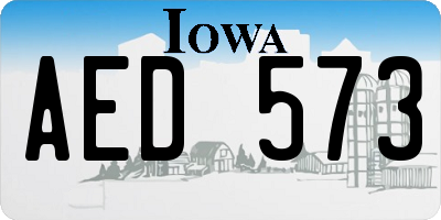 IA license plate AED573