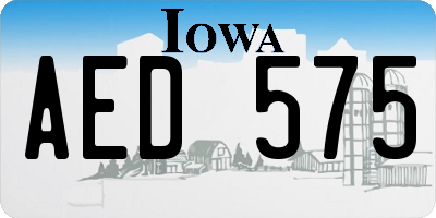 IA license plate AED575