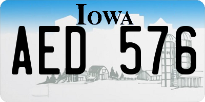 IA license plate AED576