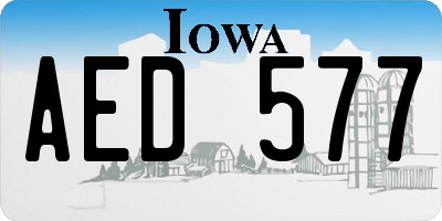 IA license plate AED577
