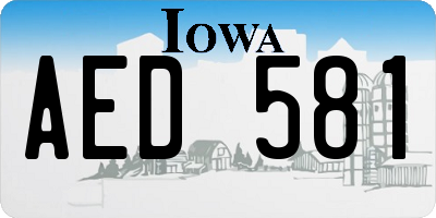 IA license plate AED581