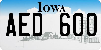 IA license plate AED600