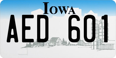 IA license plate AED601