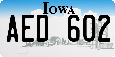 IA license plate AED602
