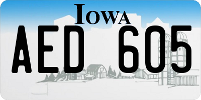 IA license plate AED605