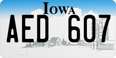 IA license plate AED607
