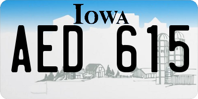 IA license plate AED615