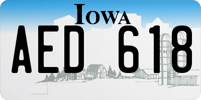 IA license plate AED618