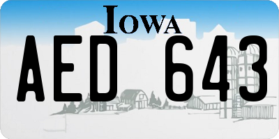 IA license plate AED643