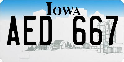 IA license plate AED667