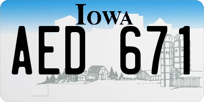 IA license plate AED671