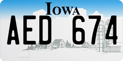 IA license plate AED674
