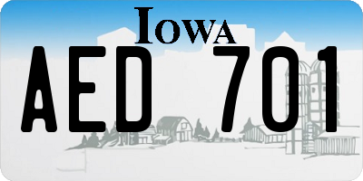 IA license plate AED701
