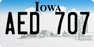 IA license plate AED707