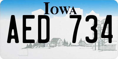 IA license plate AED734