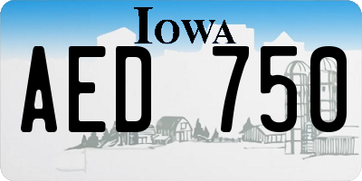 IA license plate AED750