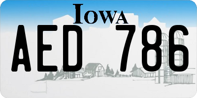 IA license plate AED786