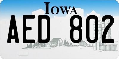 IA license plate AED802