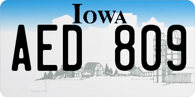 IA license plate AED809