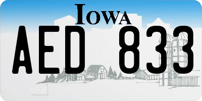 IA license plate AED833