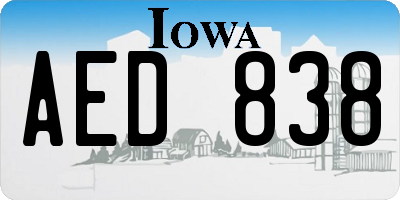 IA license plate AED838