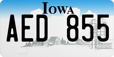 IA license plate AED855