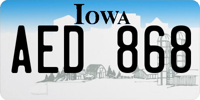 IA license plate AED868