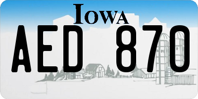 IA license plate AED870