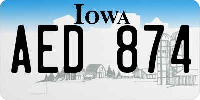 IA license plate AED874