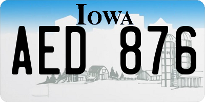 IA license plate AED876
