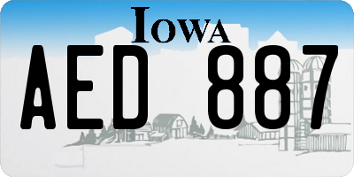 IA license plate AED887