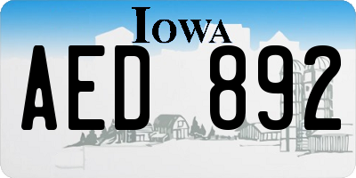 IA license plate AED892