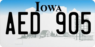 IA license plate AED905