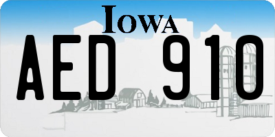 IA license plate AED910