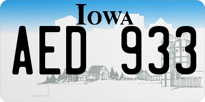 IA license plate AED933
