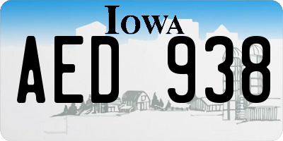 IA license plate AED938