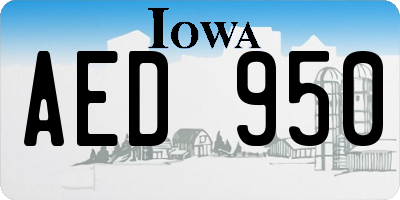 IA license plate AED950