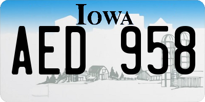 IA license plate AED958