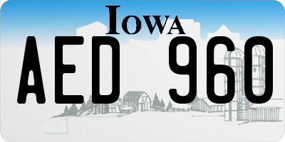 IA license plate AED960